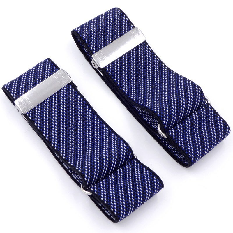 Soul-Calming Fabric Cufflinks Men Women Blazer Sleeve Bands Blue and white twill 