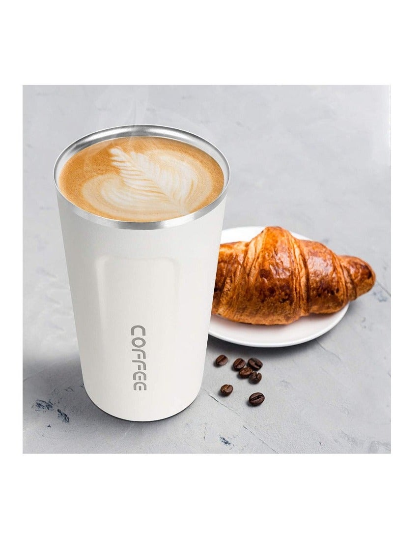 510ML Stainless Steel Thermo Coffee Mug - Leak Proof Travel Thermos for Tea/Coffee/Hot Water - Double Wall Vacuum Insulated Cup for Car, Office & Outdoor - BPA Free (White/Black) - Image 3