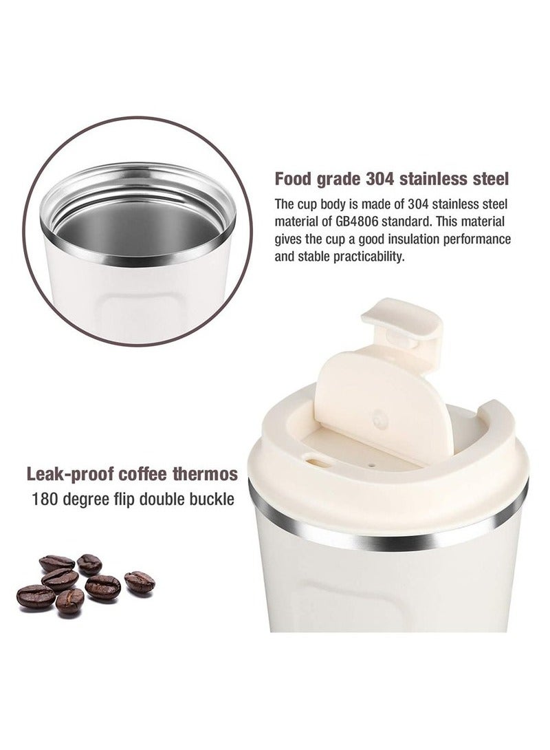 510ML Stainless Steel Thermo Coffee Mug - Leak Proof Travel Thermos for Tea/Coffee/Hot Water - Double Wall Vacuum Insulated Cup for Car, Office & Outdoor - BPA Free (White/Black) - Image 5