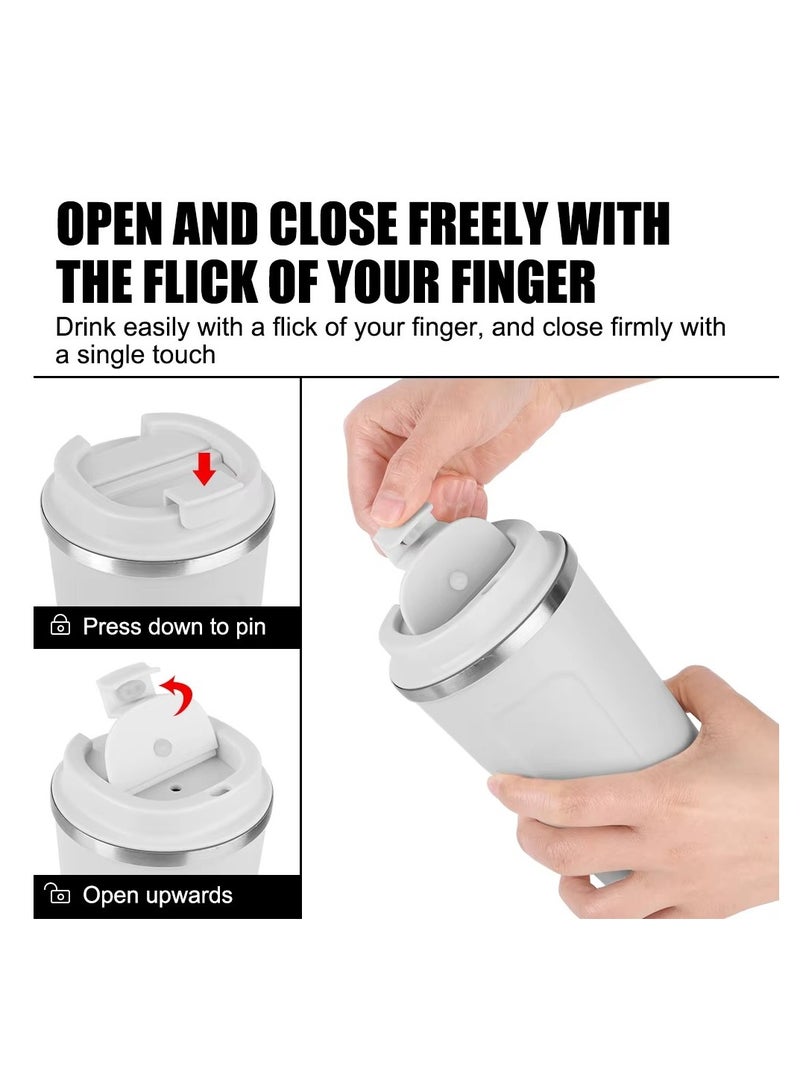 510ML Stainless Steel Thermo Coffee Mug - Leak Proof Travel Thermos for Tea/Coffee/Hot Water - Double Wall Vacuum Insulated Cup for Car, Office & Outdoor - BPA Free (White/Black) - Image 2