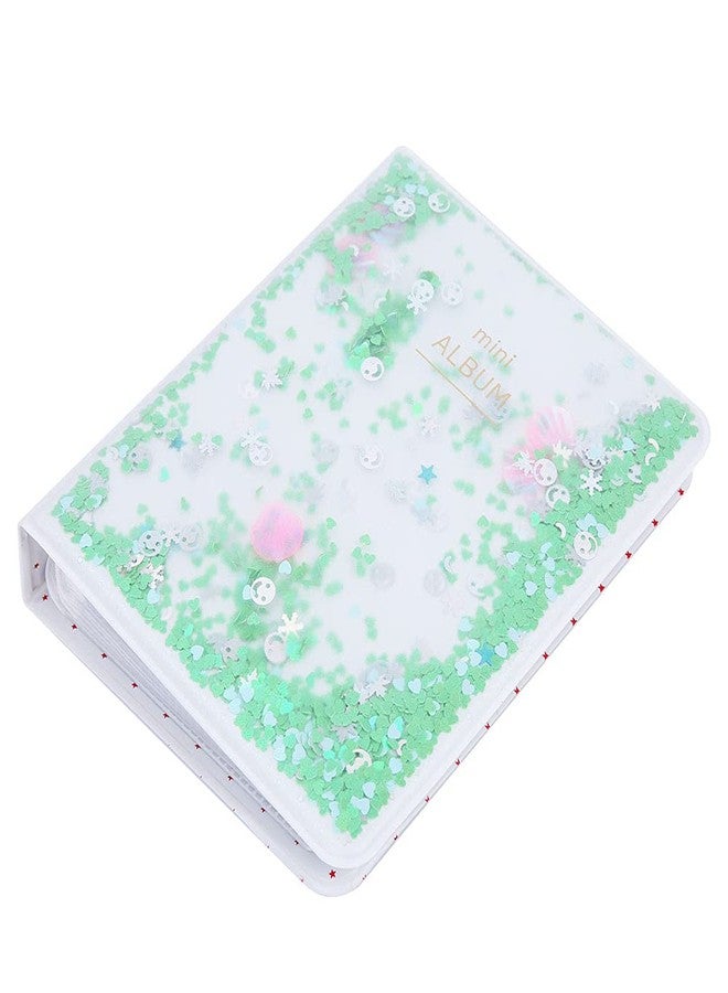 POCREATION Mini Photo Album, Quicksand Beads 64 Pockets 3 Inch Mini Photo Book Album For Camera Photos Mini Camera 3 Inch Photos (Green) - Image 1