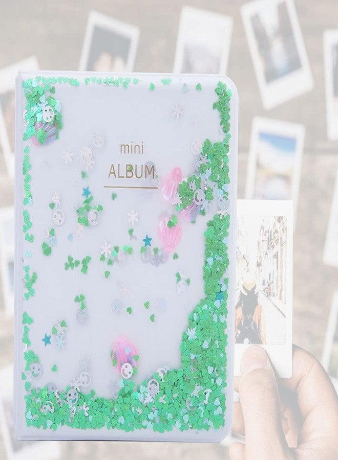 POCREATION Mini Photo Album, Quicksand Beads 64 Pockets 3 Inch Mini Photo Book Album For Camera Photos Mini Camera 3 Inch Photos (Green) - Image 5