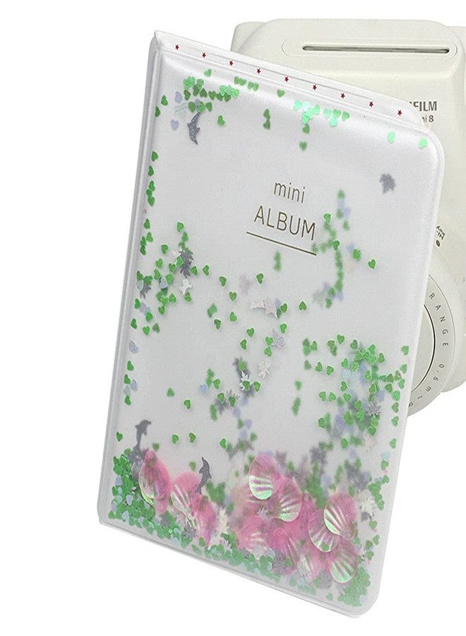 POCREATION Mini Photo Album, Quicksand Beads 64 Pockets 3 Inch Mini Photo Book Album For Camera Photos Mini Camera 3 Inch Photos (Green) - Image 3