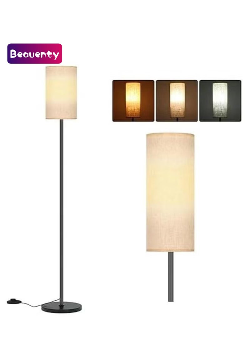 Beauenty Floor Lamp, 3 Color Temperature Modern LED Standing Lamp, Elegant Tall Lamps with Linen Lamp Shade, Black Pole Lamp with Foot Switch, Stepless Dimmer Floor Lamps for Living Room/Bedroom/Office - Image 1