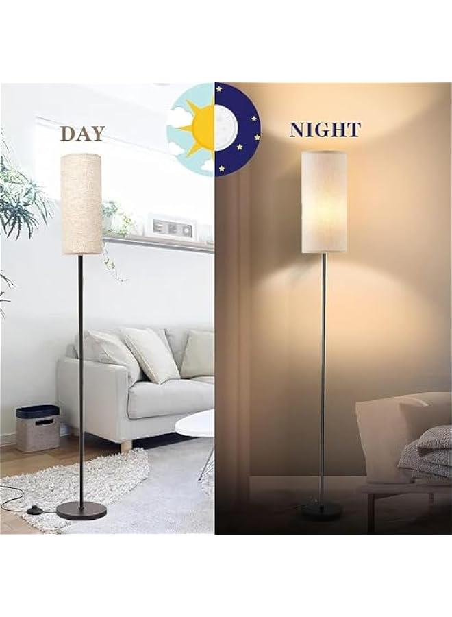 Beauenty Floor Lamp, 3 Color Temperature Modern LED Standing Lamp, Elegant Tall Lamps with Linen Lamp Shade, Black Pole Lamp with Foot Switch, Stepless Dimmer Floor Lamps for Living Room/Bedroom/Office - Image 4