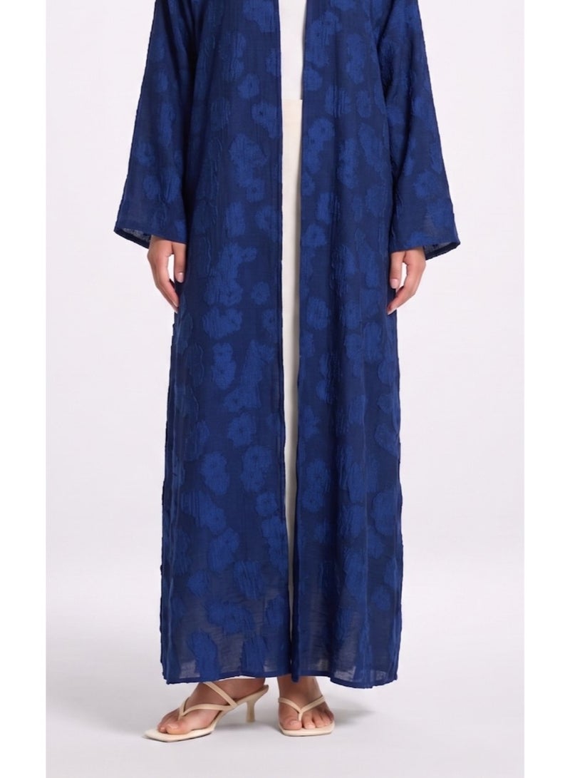 Next Abaya Luxury Textured Denim Open Abaya Blue Embossed Kimono - Image 4
