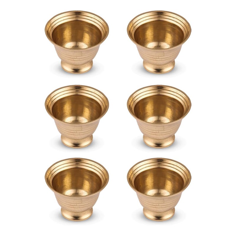 DOKCHAN Handcrafted Small Heavy Decorative Bowl for Pooja Home/Office Brass Decorative Bowl (Pack 06) - Image 5