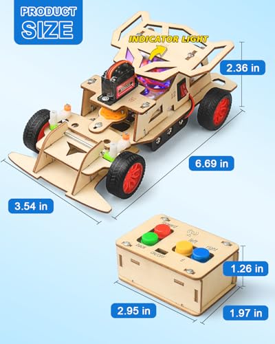 Poraxy مجموعة بوراكس STEM للأطفال من 8-10 سنوات، ألعاب STEM للأولاد من 8-12 سنة، سيارة تحكم عن بعد، ألغاز خشبية ثلاثية الأبعاد لمشاريع العلوم من 8-13 سنة، هدايا عيد ميلاد للأولاد والبنات من 8 إلى 14 سنة - Image 4