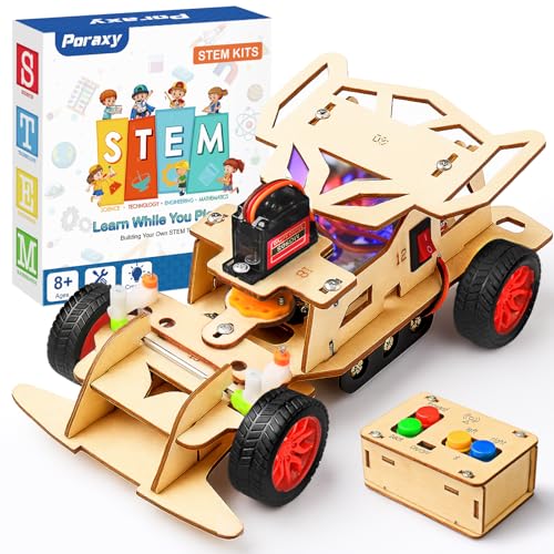 Poraxy مجموعة بوراكس STEM للأطفال من 8-10 سنوات، ألعاب STEM للأولاد من 8-12 سنة، سيارة تحكم عن بعد، ألغاز خشبية ثلاثية الأبعاد لمشاريع العلوم من 8-13 سنة، هدايا عيد ميلاد للأولاد والبنات من 8 إلى 14 سنة - Image 1