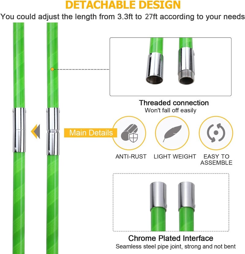 Likeem 27 Feet Tree Pole Pruner Manual Branches Trimmer Tree Branch Garden Tools Loppers Hand Pole Saws Extendable Height Adustable System for Sawing and Shearing - Image 3