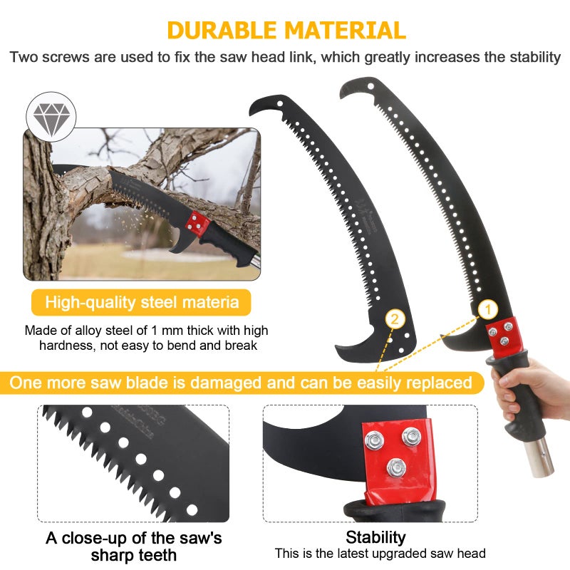 Likeem 27 Feet Tree Pole Pruner Manual Branches Trimmer Tree Branch Garden Tools Loppers Hand Pole Saws Extendable Height Adustable System for Sawing and Shearing - Image 5