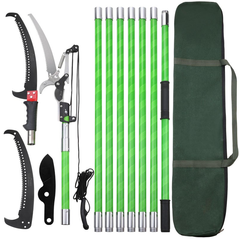 Likeem 27 Feet Tree Pole Pruner Manual Branches Trimmer Tree Branch Garden Tools Loppers Hand Pole Saws Extendable Height Adustable System for Sawing and Shearing - Image 1