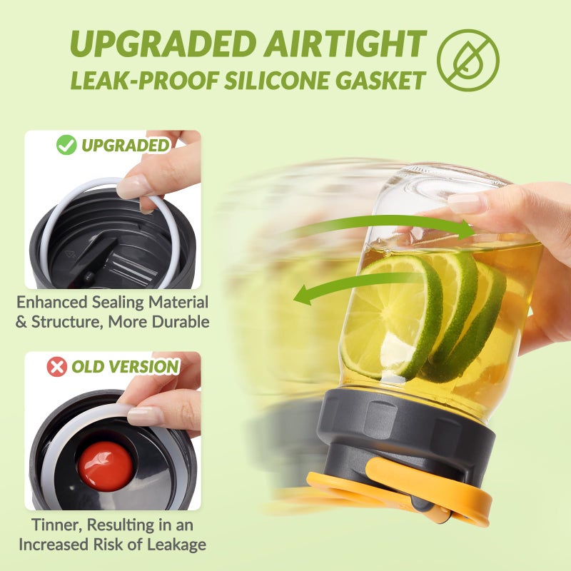 Soligt 6 Pack Mason Jar Lids  Regular Mouth Pour Spout Flip Cap Lids For Ball Brand Mason Jars  Leak Proof Airtight For Drinking Salad Dressing & Food Storing - Image 3