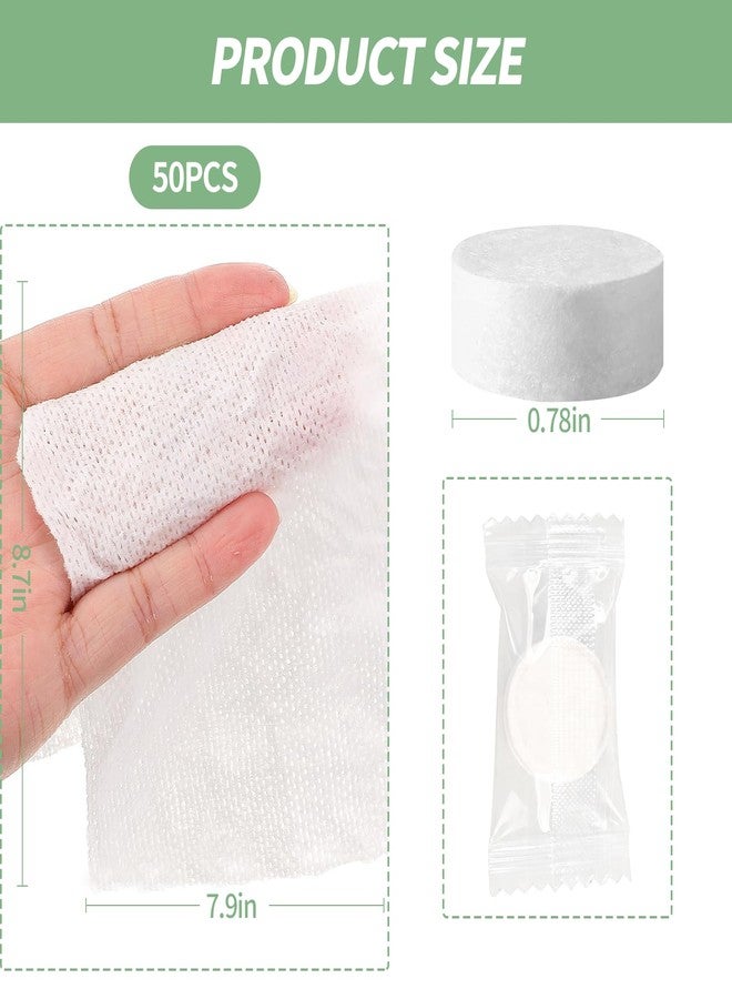 Bolsdoic 50 PCS Compressed Towel, Disposable Compressed Towel Tablets,Individually Packed,Coin-Sized Face Towels for Travel, Camping and Outdoor Sports - Image 2