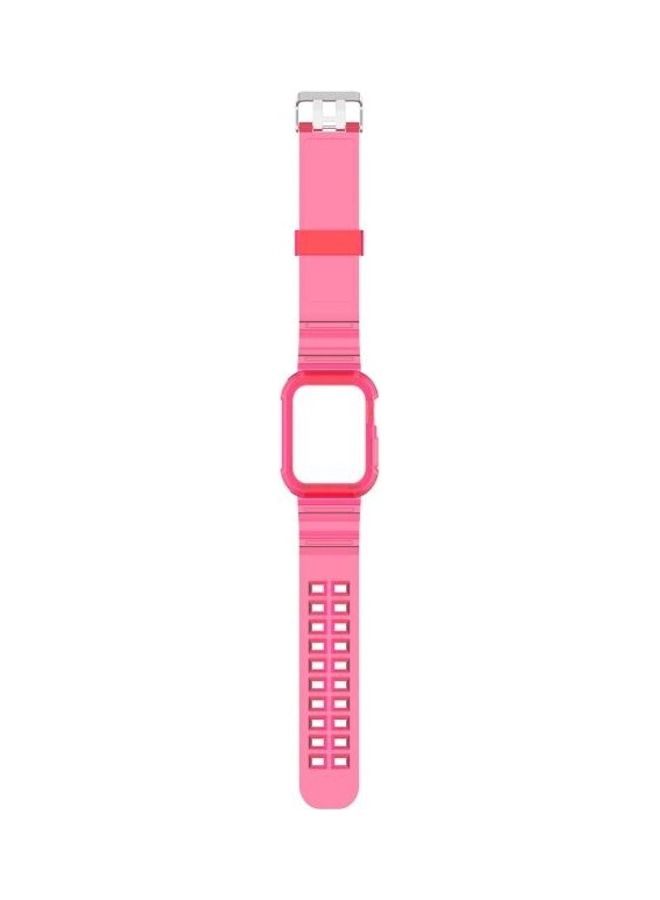 NIBEMINENT Silicone Integrated Replacement Strap Watchband For Apple Watch Series 7/6/SE/5/4/3/2/1 45/44/42mm Transparent Rose Red - Image 2