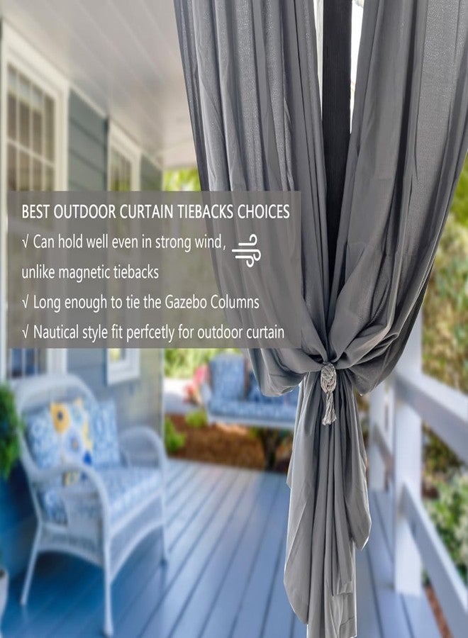 JQWUPUP 2 Pack Rustic Curtain Tiebacks - Outdoor Curtain Drapery Holdbacks Holders - Hand Knitting Cotton Rope Drape Tie Backs for Sheer and Blackout Curtain(Set of 2, Grey) - Image 2