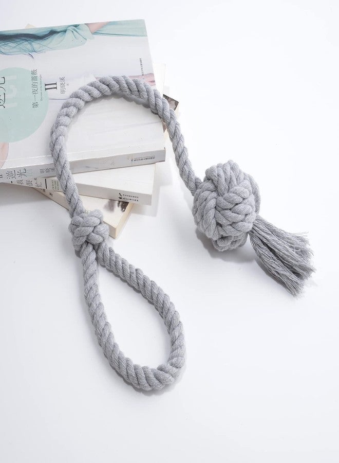 JQWUPUP 2 Pack Rustic Curtain Tiebacks - Outdoor Curtain Drapery Holdbacks Holders - Hand Knitting Cotton Rope Drape Tie Backs for Sheer and Blackout Curtain(Set of 2, Grey) - Image 4