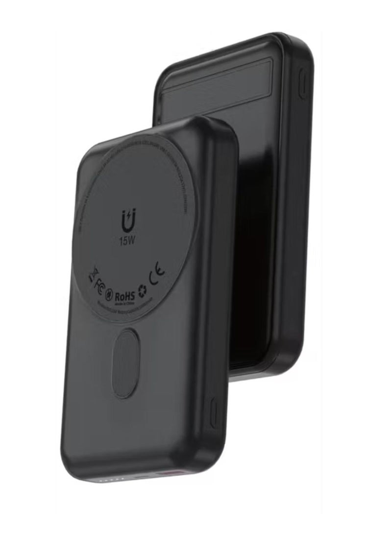 GREEN LION Lagos 10000mAh Power Bank with PD 20W, MagSafe Compatible, Strong Adsorption, Built in Stand, Compact & Portable - Black - Image 1