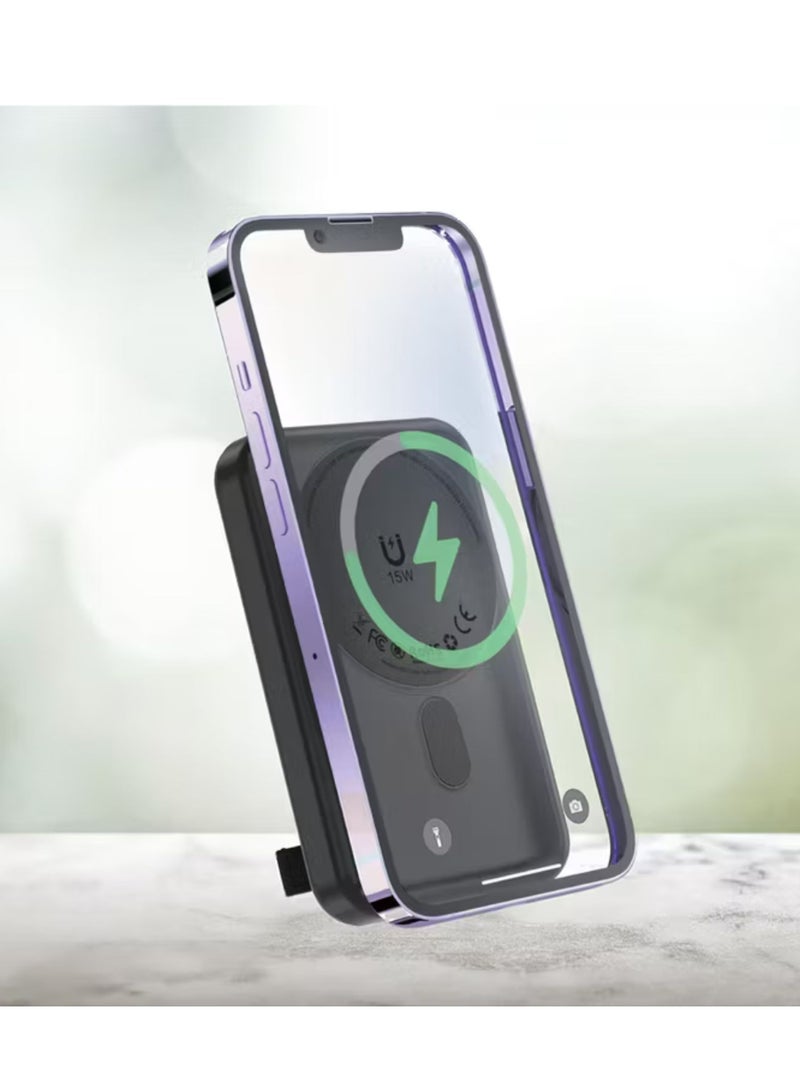 GREEN LION Lagos 10000mAh Power Bank with PD 20W, MagSafe Compatible, Strong Adsorption, Built in Stand, Compact & Portable - Black - Image 2