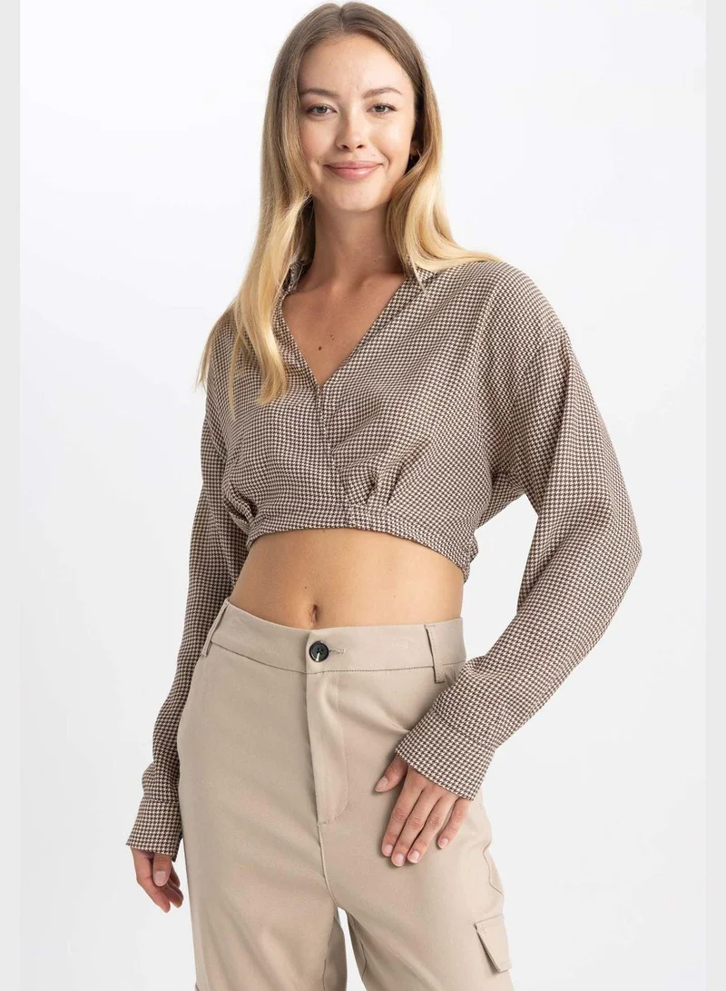 DeFacto Cropped Fit Long Sleeve Blouse