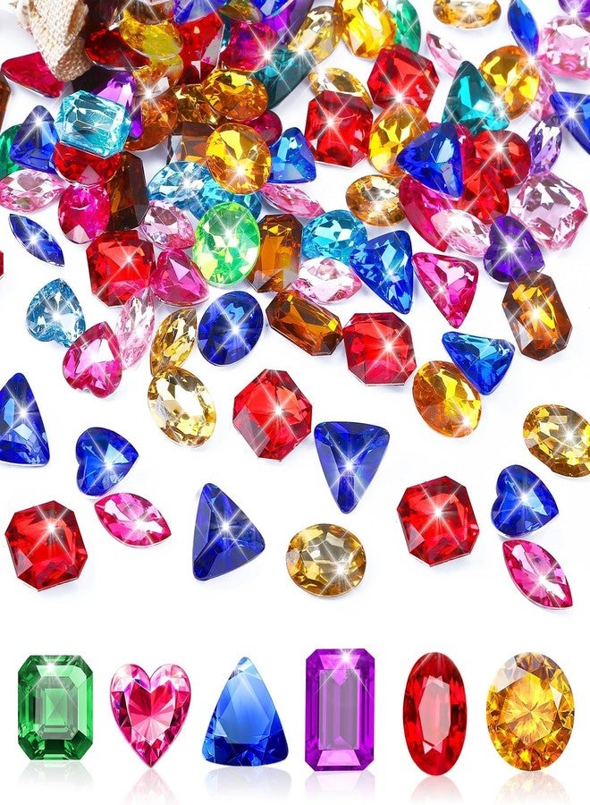 MARFOREVER 100 Pcs Toys Gems Pirate Treasure Jewels Fake Acrylic Gems Colorful Bling Diamonds Gemstones for Kids Pool Beach Pirate Birthday Party Favors Home Table Decor - Image 1