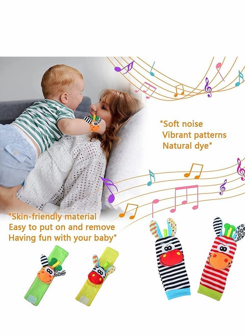 Y&D Baby Socks Wrist Toys, Animal Rattles Educational and Foot Finder Developmental Early Education Toy Set Gifts for Newborn Girls Boys 0 to 3 Years Old (4 PCS)  - Image 4