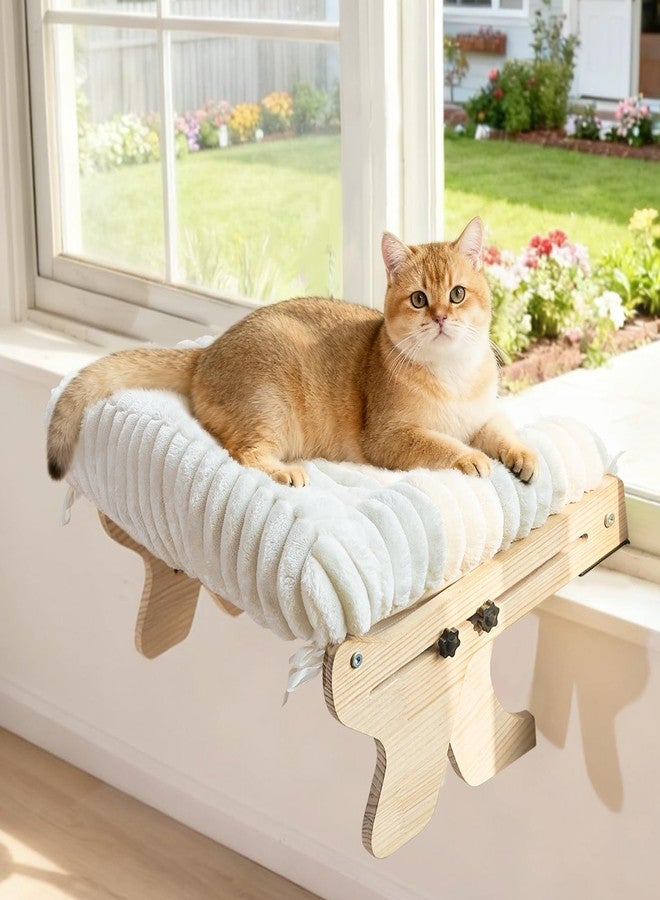 Woochpet cat Window Perch for Indoor Cats Large Window Hammock with Washable Cover Suitable for All Seasons cat Window Bed for Adults Cats and Kittens(White) - Image 1