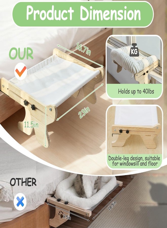 Woochpet cat Window Perch for Indoor Cats Large Window Hammock with Washable Cover Suitable for All Seasons cat Window Bed for Adults Cats and Kittens(White) - Image 3
