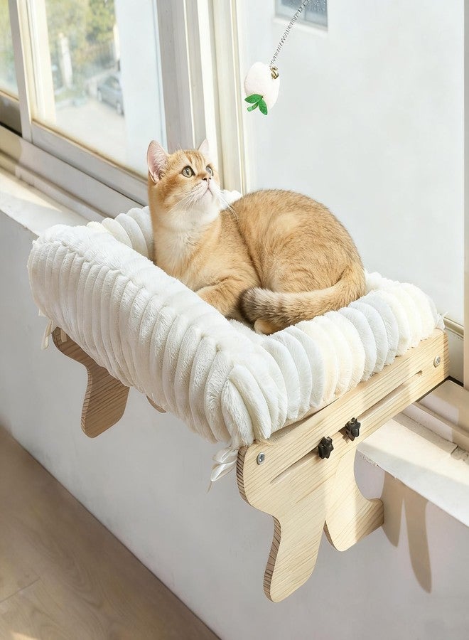 Woochpet cat Window Perch for Indoor Cats Large Window Hammock with Washable Cover Suitable for All Seasons cat Window Bed for Adults Cats and Kittens(White) - Image 2