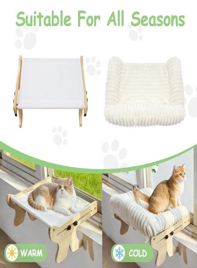 Woochpet cat Window Perch for Indoor Cats Large Window Hammock with Washable Cover Suitable for All Seasons cat Window Bed for Adults Cats and Kittens(White) - Image 4