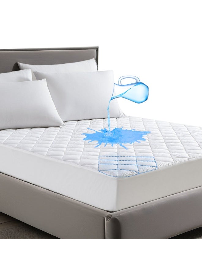  بانوراما هوم واقي مرتبة مبطن مقاوم للماء مقاس كينغ 180×200 سم | طبقة علوية من القطن 100٪ | قابل للتنفس، ناعم وهادئ | غطاء حماية للمرتبة - Image 1