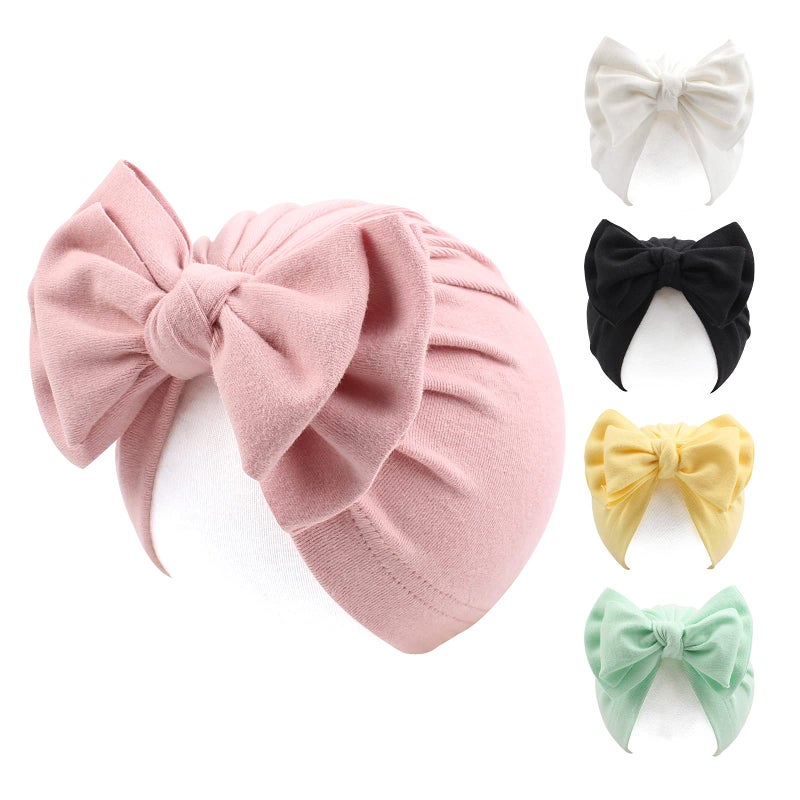 Peecabe 5Pack Cotton Baby Hat Bow Beanie Cap for Baby Girls 036 Months Infant Toddler Hats Spring Summer Autumn 5PCSB