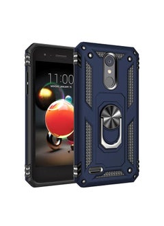 For LG Aristo 2 Shockproof TPU + PC Protective Case with 360 Degree Rotating Holder(Blue)