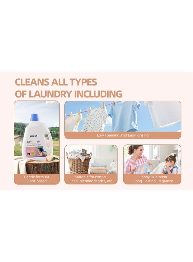 Seednur Baby Laundry Detergent delicate Mild Amino Acid Gentle Cleanse Eliminates Stains Ideal for Baby Cloths & Towels, 3Ltr - Image 4