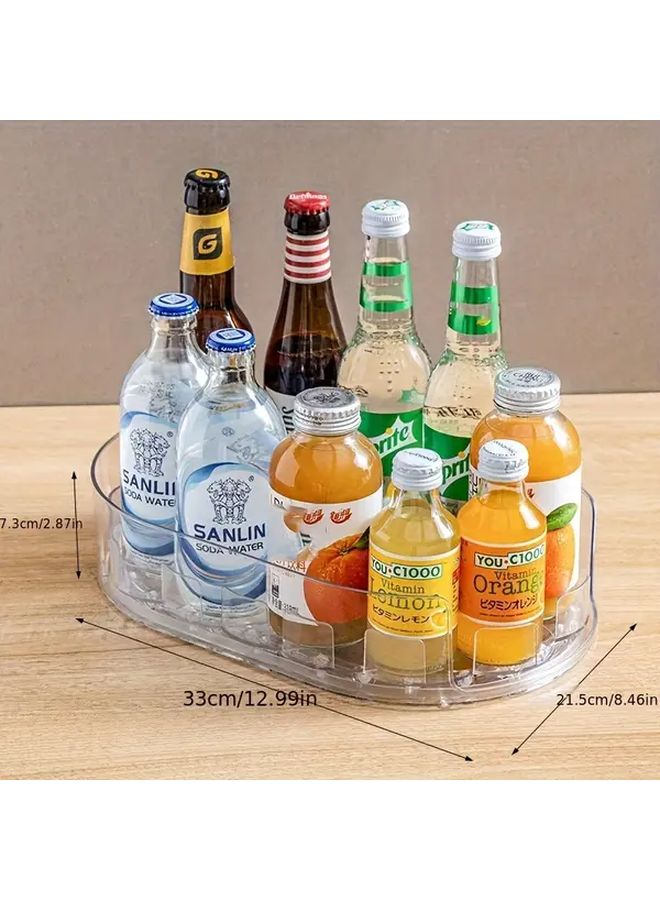 White Rotating Can Storage Tray Transparent Multi Compartment Organizer For Kitchen Pantry - Image 3