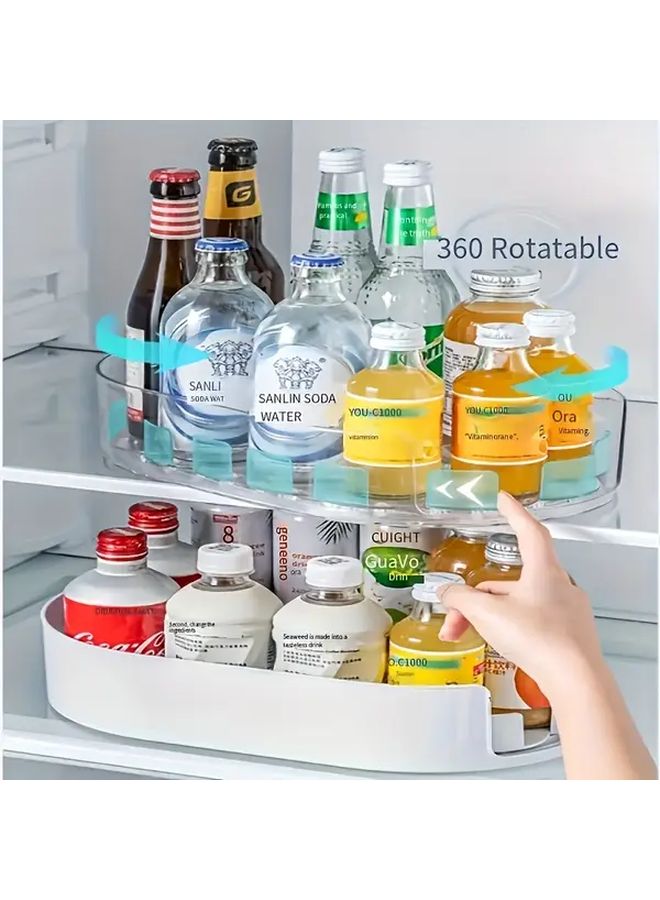 White Rotating Can Storage Tray Transparent Multi Compartment Organizer For Kitchen Pantry - Image 4
