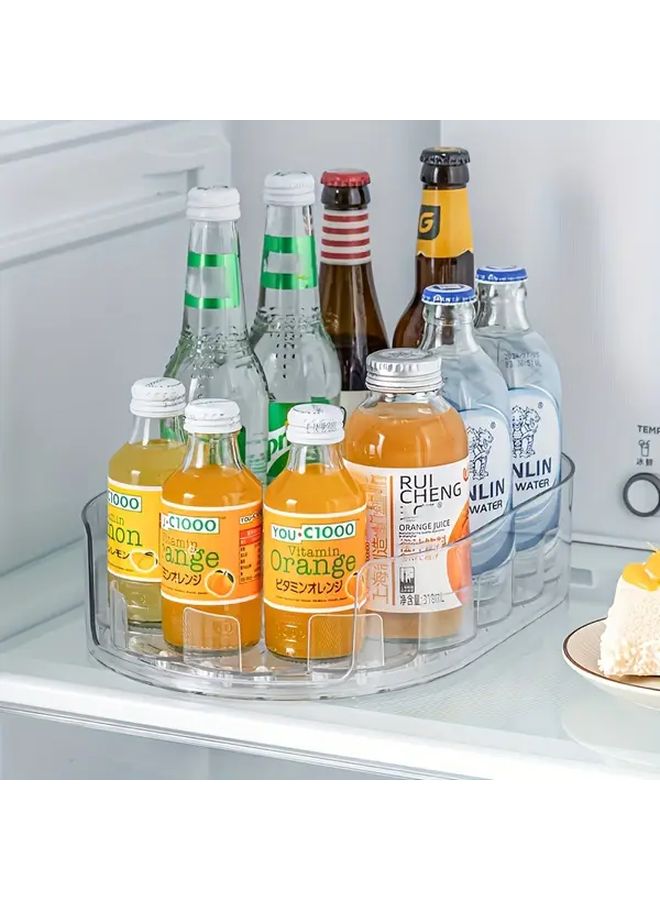 White Rotating Can Storage Tray Transparent Multi Compartment Organizer For Kitchen Pantry - Image 1