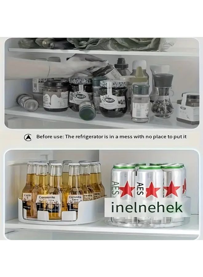 White Rotating Can Storage Tray Transparent Multi Compartment Organizer For Kitchen Pantry - Image 5