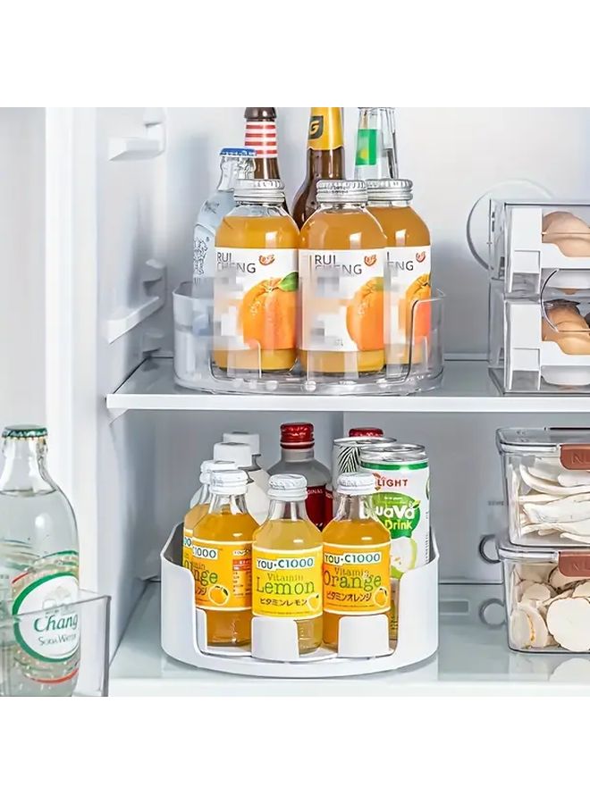 White Rotating Can Storage Tray Transparent Multi Compartment Organizer For Kitchen Pantry - Image 2