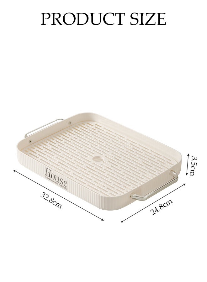 DUNISO Tea Tray，Modern Serving Tray with Handles，Rectangular Decorative Serving Tray with Detachable Drain Partition，for Kitchen, Restaurant, Weddings, and Banquets - Image 2