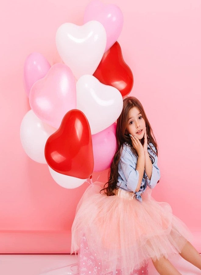 Fangoo 60 Pieces Love Heart Balloons Red Pink White Latex Heart Balloons for Valentines Day Wedding Anniversary Engagement Birthday Garden Company Celebration Graduation Prom Party Romantic Decoration - Image 3