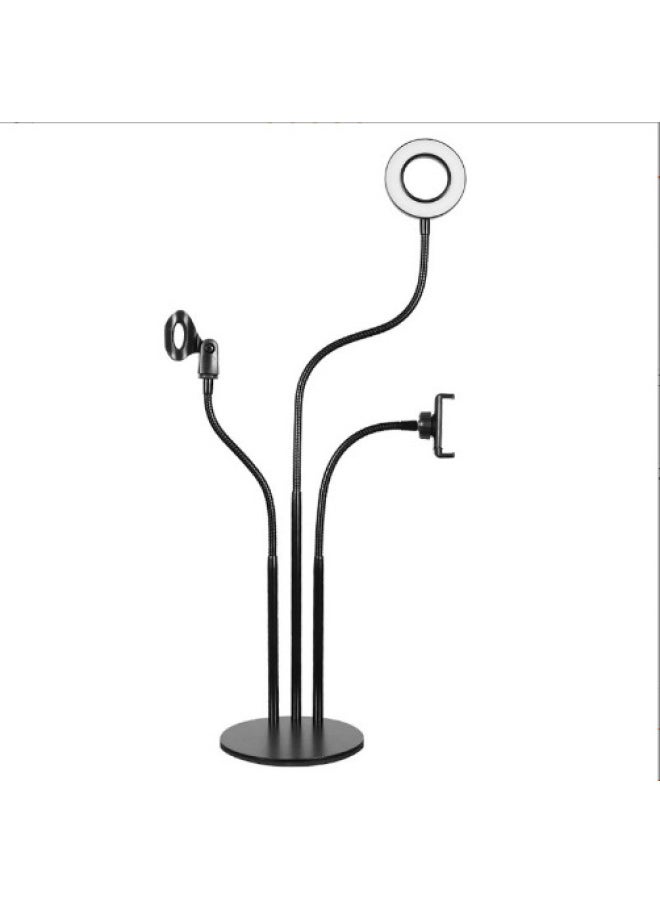 General - Desktop Four-in-one Live Broadcast Bracket, USB Interface Microphone Dual Mobile Phone Clip, Anchor Selfie Beauty Straight-Specifications:Desktop Four-in-one Stand - Image 1