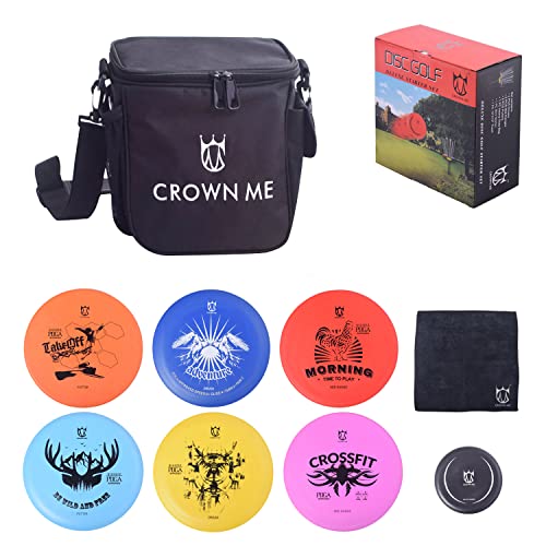 CROWN ME Disc Golf Starter SetDisc Golf Set with 6 Discs 1 Marker1 Towel and Starter Disc Golf Bag Fairway Driver - Image 1