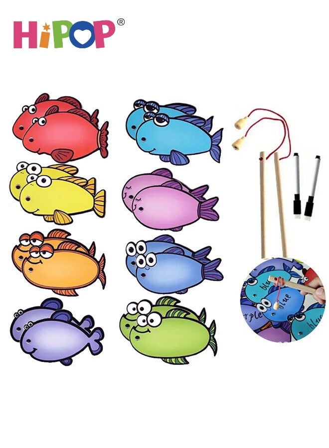 HIPOP Magnetic Fishing Game Cards, Double-Sided Erasable Word Spelling & Learning Cards with Fishing Poles, Reusable Interactive Educational Tool for Youngsters, Word Writing Teaching Aid Tool, Suitable for Family and Classroom Games - Image 1