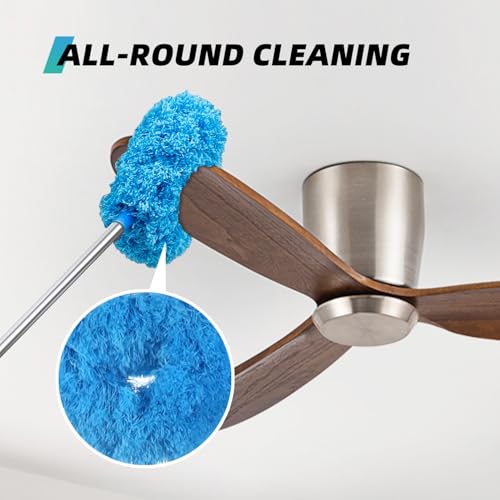 DRQ Ceiling Fan Cleaner Duster 2 Pack Reusable Microfiber Duster with Extension Pole 13 to 48 Inch Fan Blade Cleaner Removable Dusters for Cleaning Walls Bookshelves Door Window Top Blue - Image 3