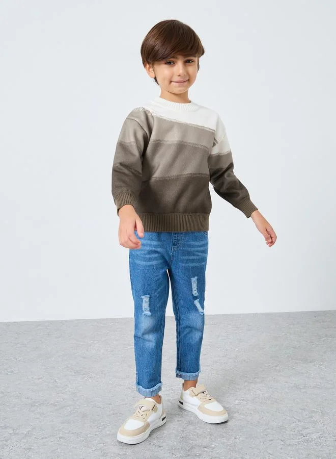 Styli Styli Color Block Thermal Lined Sweater