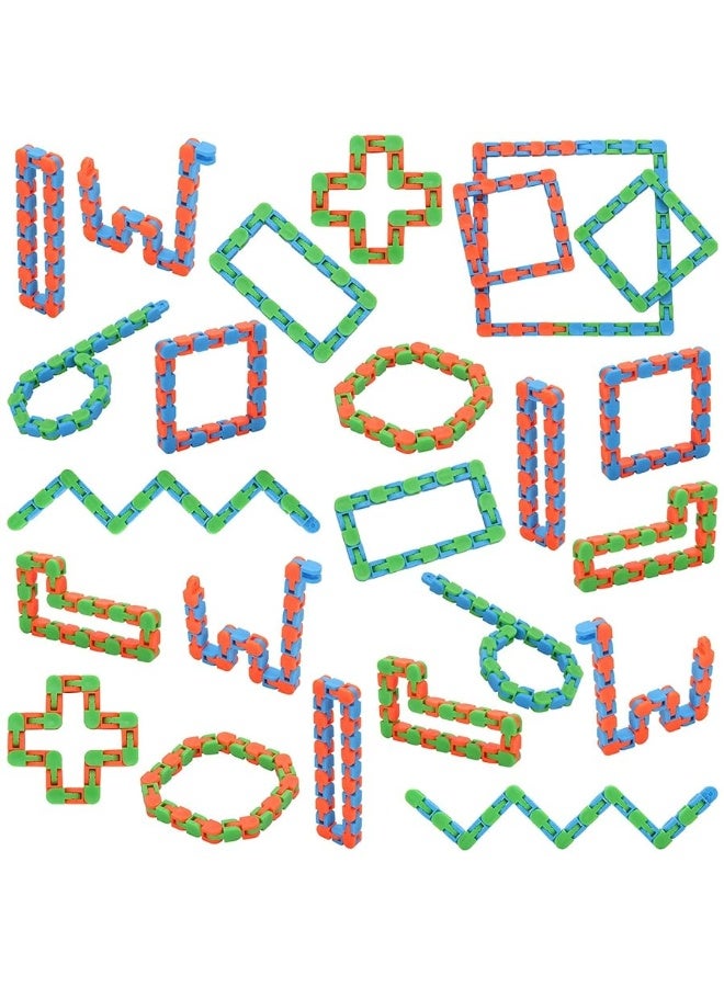 Yeetec 24 Pack 24 Links Wacky Tracks Snap and Click Fidget Toys, Finger Sensory Toys, Snake Puzzles for Stress Relief, Party Bag Fillers, Party Favours, Random Color - Image 2