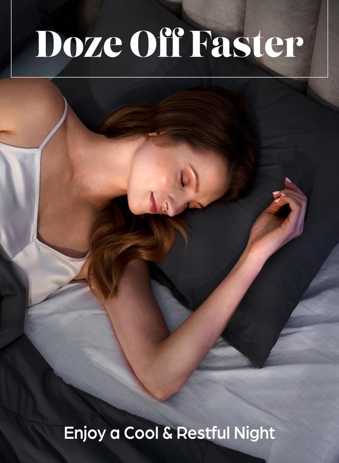 Lavish Comforts® Cooling Pillow Cases for Hot Sleepers - Cool, Ultra-Soft Pillow Cases for Acne & Frizz, Anti Acne Pillow Case, Antimicrobial, Alternative Silk Pillow Cases- Queen Dark Gray Set of 2 - Image 2