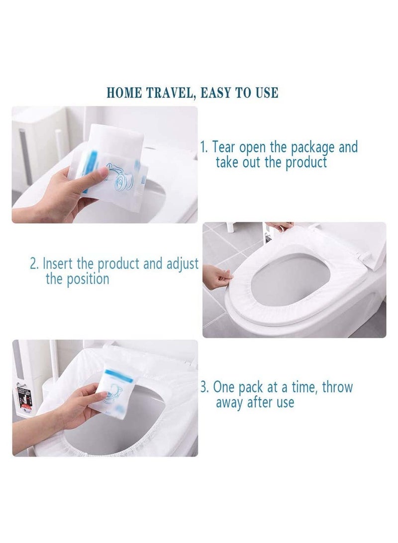 SYOSI 20 Pcs Toilet Seat Covers Disposable Antibacterial Waterproof Portable Potty Seat Cover Elastic Band Universal Fit Toilet Mat for Travel Hospital Public Toilet Hotel Individually Wrapped - Image 5