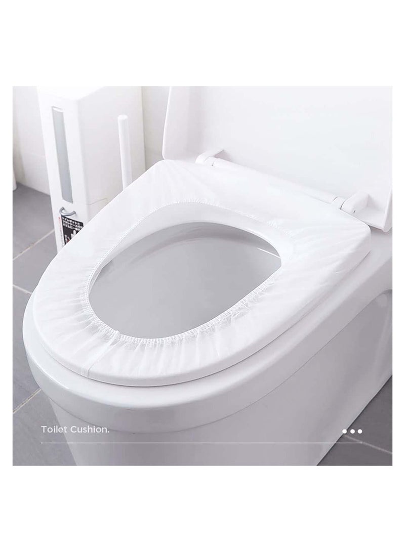 SYOSI 20 Pcs Toilet Seat Covers Disposable Antibacterial Waterproof Portable Potty Seat Cover Elastic Band Universal Fit Toilet Mat for Travel Hospital Public Toilet Hotel Individually Wrapped - Image 2